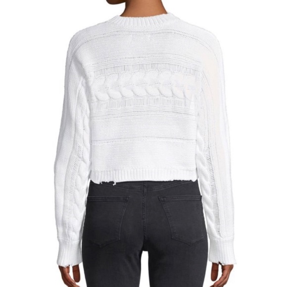 RTA • White Fever Distressed Cable Knit Cropped Sweater, M - Picture 2 of 16